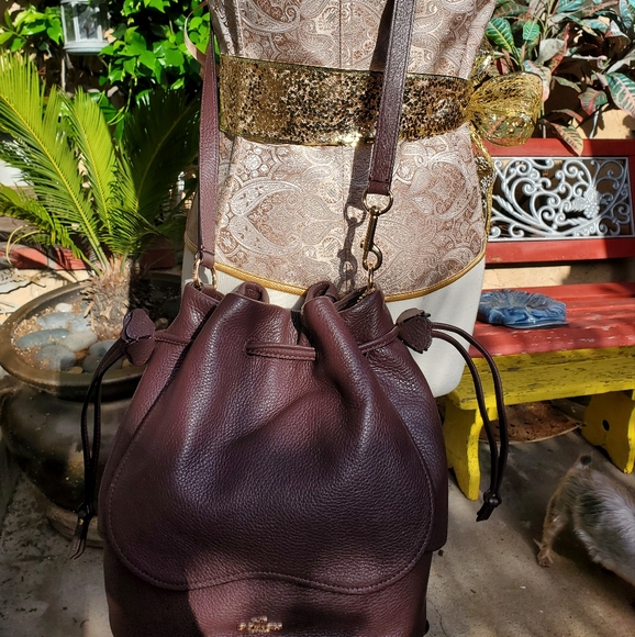 Coach Petal Drawstring Leather Drawstring  Crossbody Handbag F11807 - Picture 4 of 7